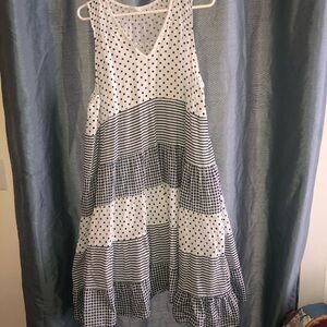 Bishop and young 100% cotton- Black and White Polka Dot Striped Dress